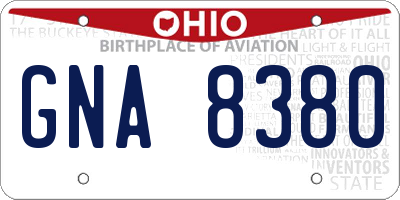 OH license plate GNA8380