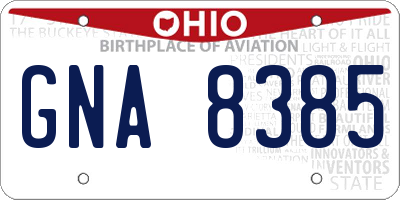 OH license plate GNA8385
