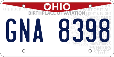 OH license plate GNA8398