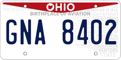 OH license plate GNA8402