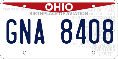OH license plate GNA8408