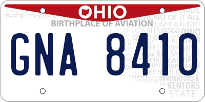 OH license plate GNA8410
