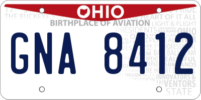 OH license plate GNA8412