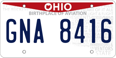 OH license plate GNA8416