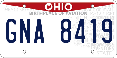 OH license plate GNA8419