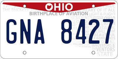 OH license plate GNA8427