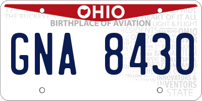 OH license plate GNA8430