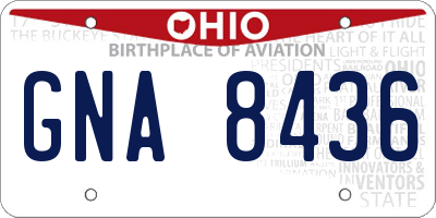 OH license plate GNA8436