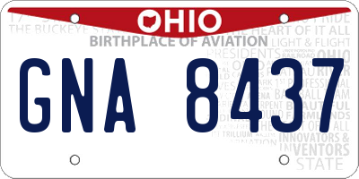 OH license plate GNA8437
