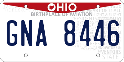 OH license plate GNA8446