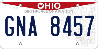 OH license plate GNA8457