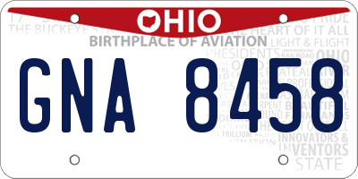 OH license plate GNA8458