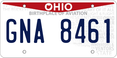 OH license plate GNA8461