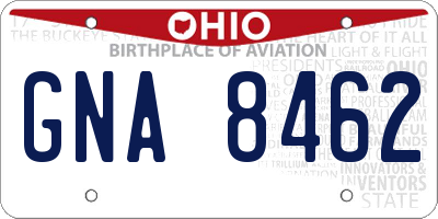 OH license plate GNA8462