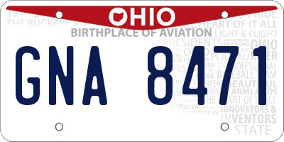 OH license plate GNA8471