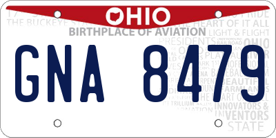 OH license plate GNA8479