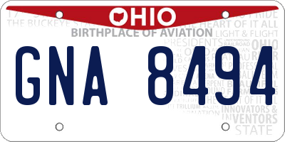 OH license plate GNA8494