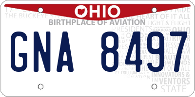 OH license plate GNA8497