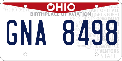 OH license plate GNA8498