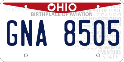 OH license plate GNA8505