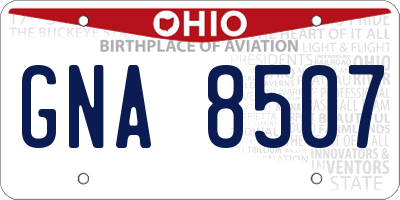 OH license plate GNA8507