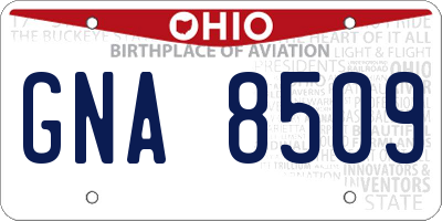 OH license plate GNA8509