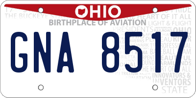 OH license plate GNA8517