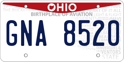 OH license plate GNA8520