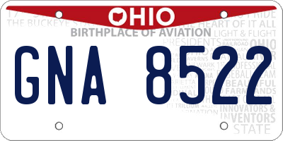 OH license plate GNA8522