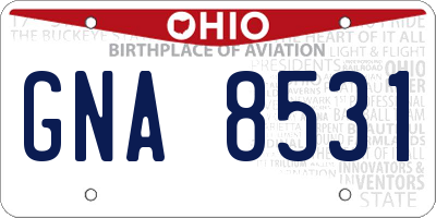 OH license plate GNA8531