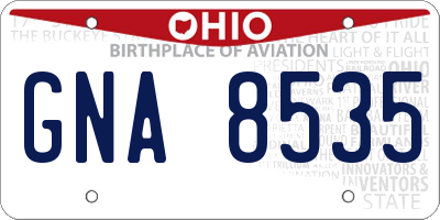 OH license plate GNA8535