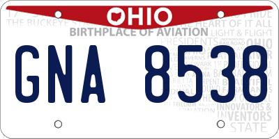 OH license plate GNA8538