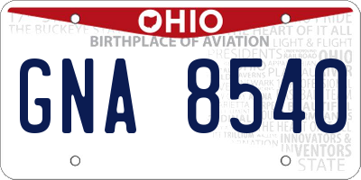 OH license plate GNA8540