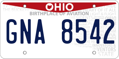 OH license plate GNA8542