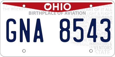 OH license plate GNA8543