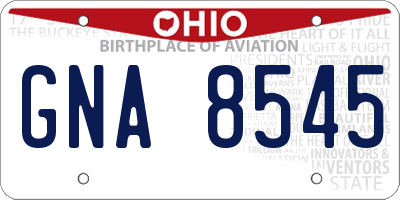OH license plate GNA8545
