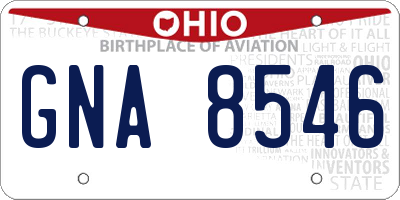 OH license plate GNA8546