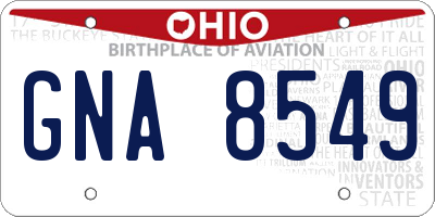 OH license plate GNA8549