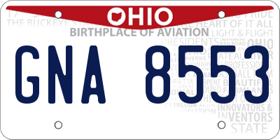 OH license plate GNA8553