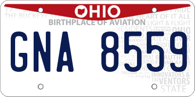 OH license plate GNA8559