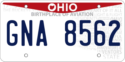 OH license plate GNA8562