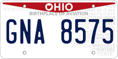 OH license plate GNA8575