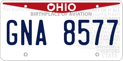 OH license plate GNA8577