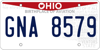 OH license plate GNA8579