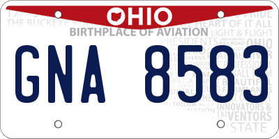 OH license plate GNA8583