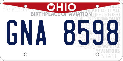 OH license plate GNA8598