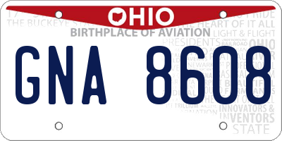 OH license plate GNA8608