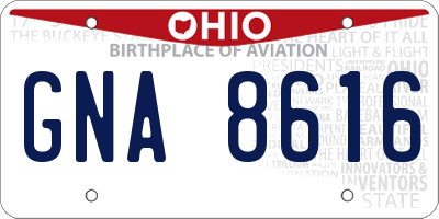 OH license plate GNA8616