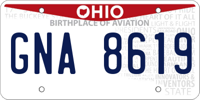 OH license plate GNA8619