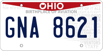 OH license plate GNA8621